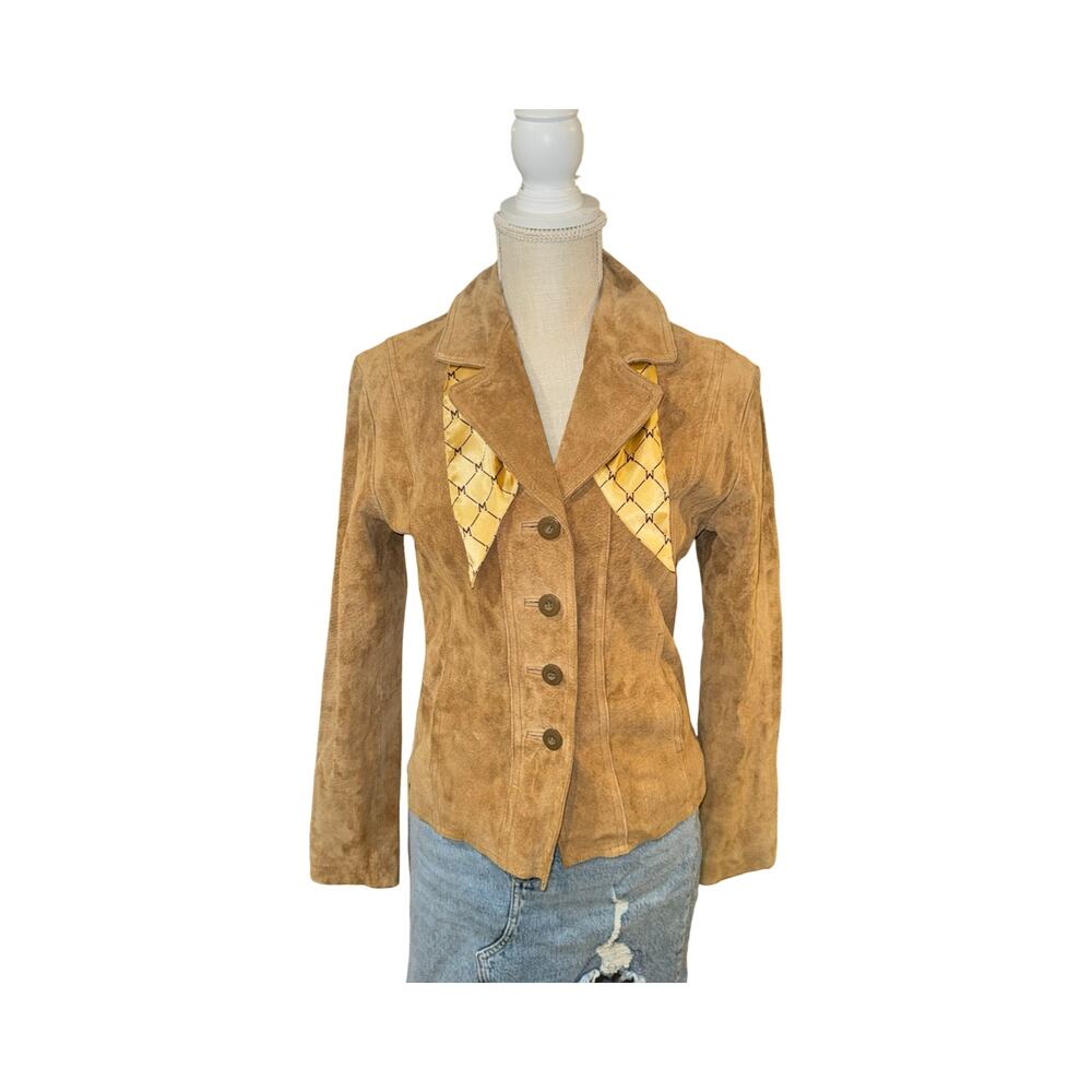 Vintage Y2K Wilson's Maxima‎ Brown Suede Jacket & Scarf Set Small